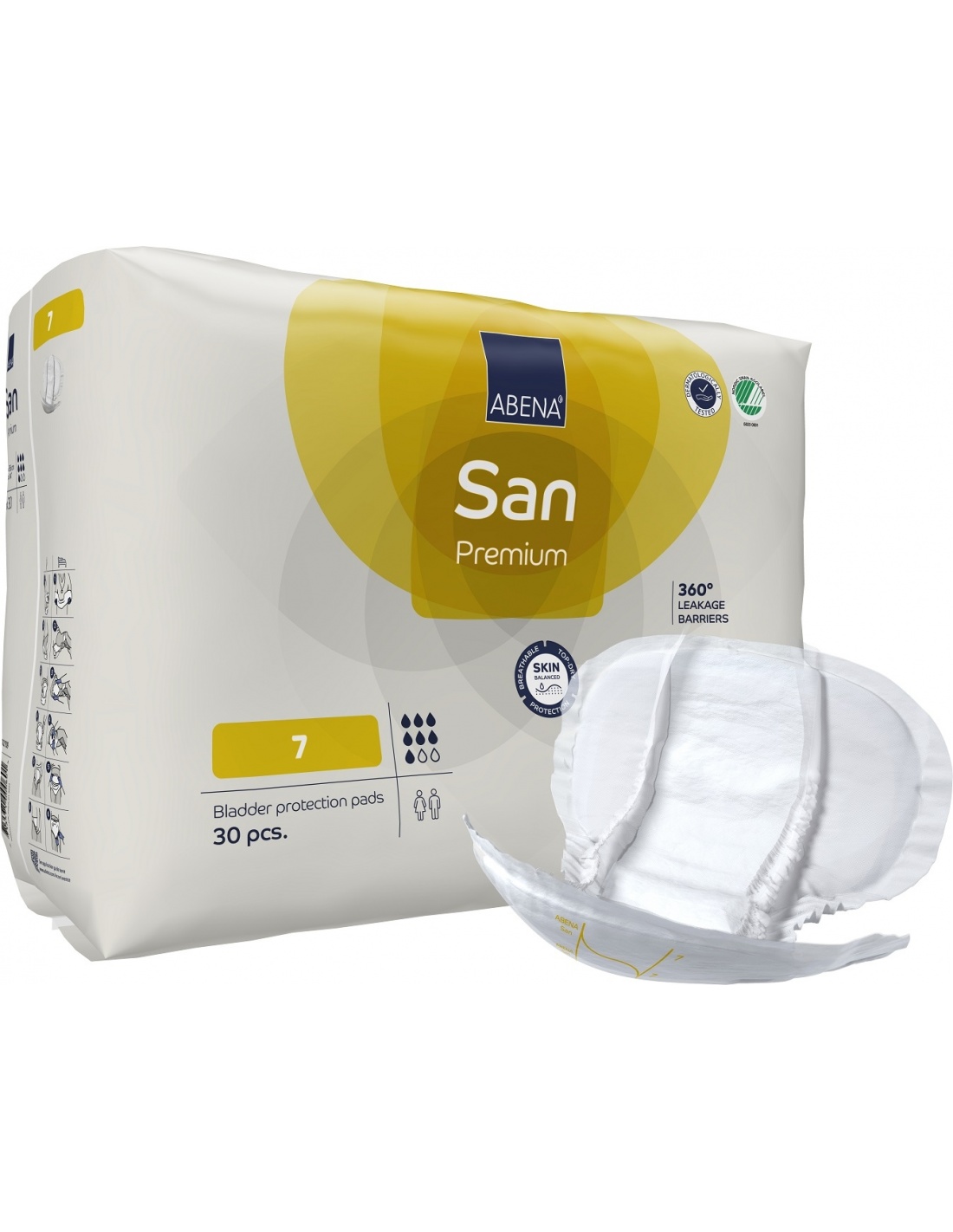 Abena San - 7 - Premium, Absorbante anatomice incontinenta - 2100 ml - 30 buc