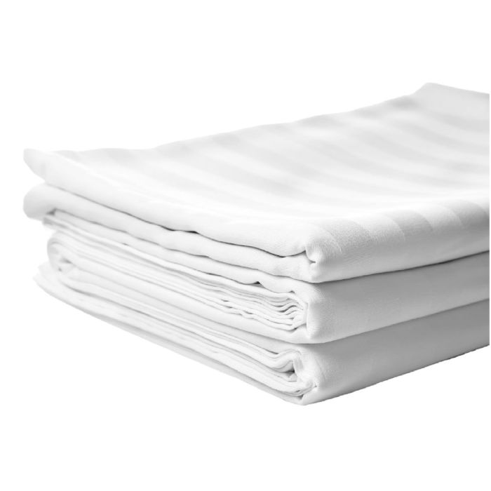 Lenjerie pat matrimonial PRIMA, din damasc, 100% bumbac 145 g/m2, alba, 4 piese, 220x240 cm