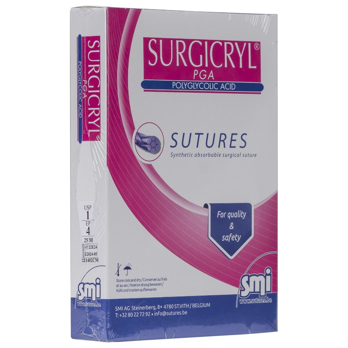 Fir de sutura din acid poliglicolic resorbabil, 25m, USP 1, uz veterinar