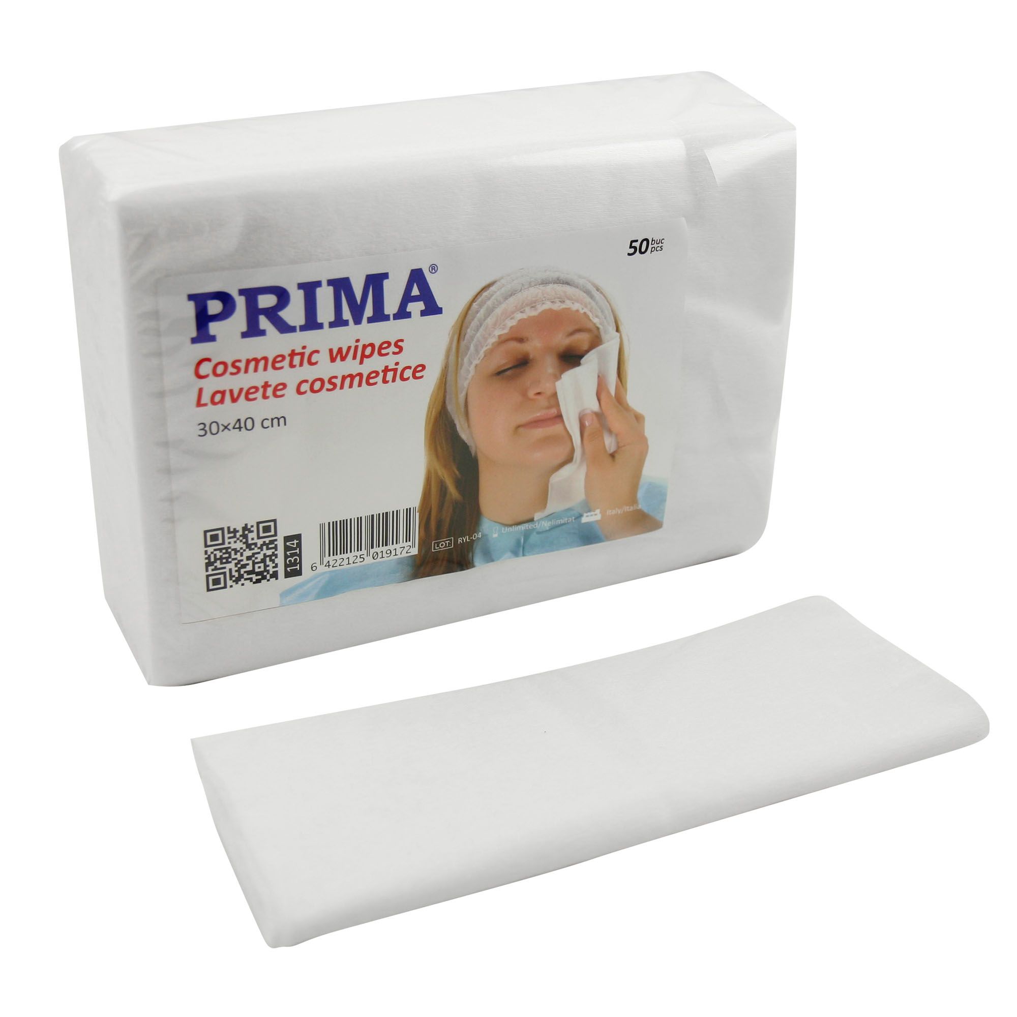 Lavete cosmetice PRIMA, 30x40cm, din netesut, 50 bucati