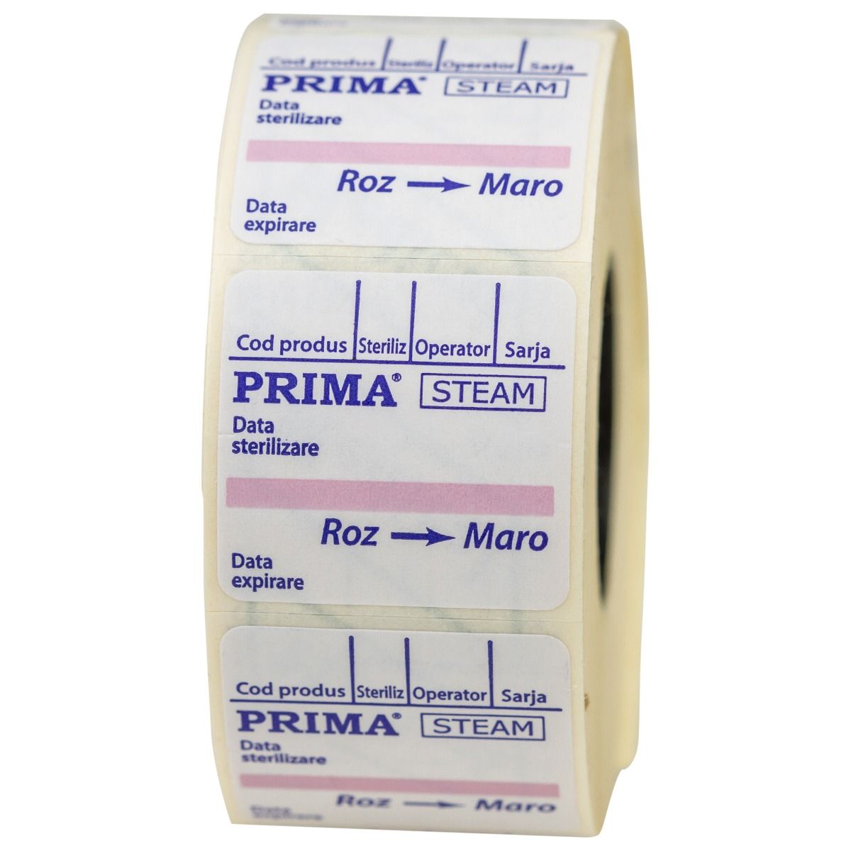 Etichete dublu adezive pentru sterilizarea cu abur, PRIMA, 29x28 mm, Indicator chimic tip 1, 500 bucati/rola