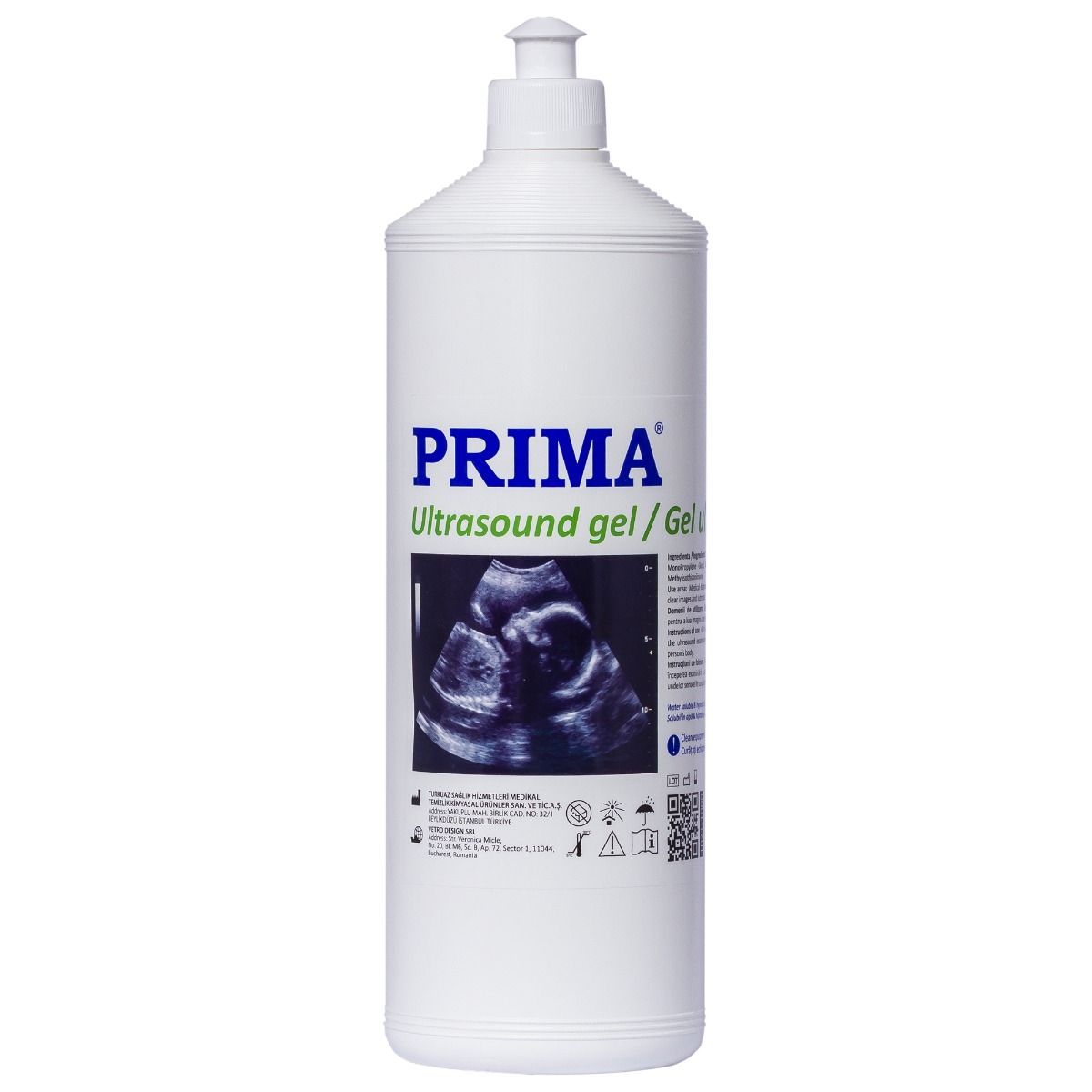 Gel ultrasunete pentru ecografie PRIMA, transparent, 1000 ml