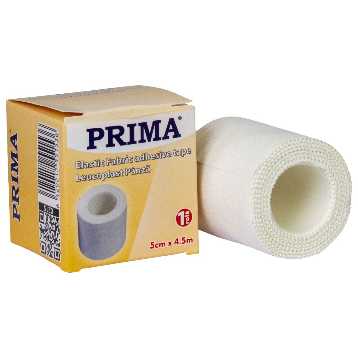 Leucoplast banda, panza cu oxid de zinc, 5 cm x 4.5 m, alb, hipoalergenic, medical, pentru pansarea ranilor, PRIMA