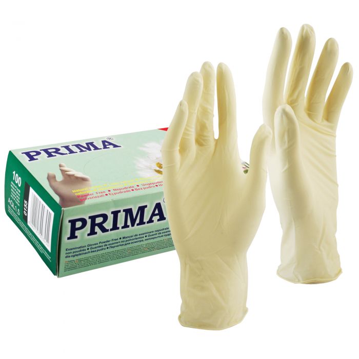 Manusi latex protectie nepudrate, albe, PRIMA, marimi XS-XL, 100 bucati