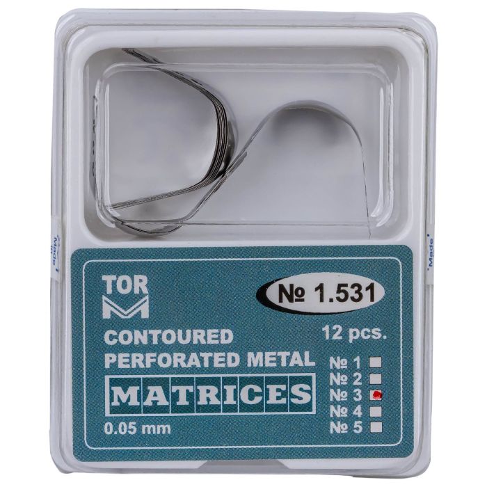 Matrici dentare metalice perforate conturate, diverse marimi Nr. 1-4, grosime 0.050 mm, set 12 bucati
