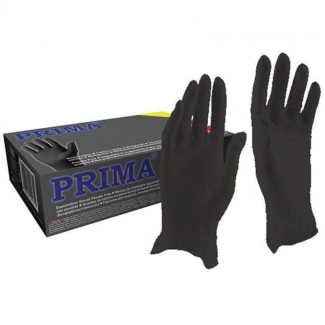 Manusi examinare negre din nitril, nepudrate, PRIMA, marimi XS-XL, 100 bucati