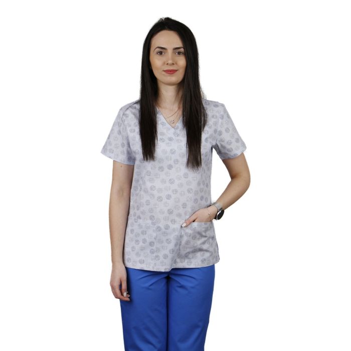 Bluză damă CLARA Imprimeu buline bleu