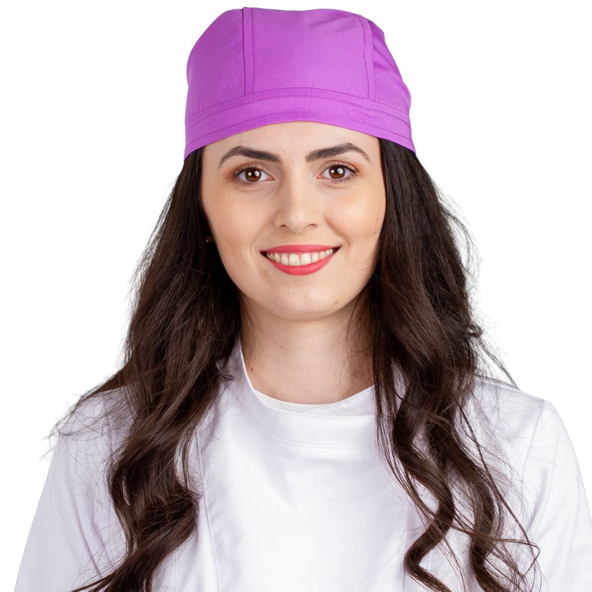 Bonetă medicală modernă, cu legături, tercot 170 g/m², lila