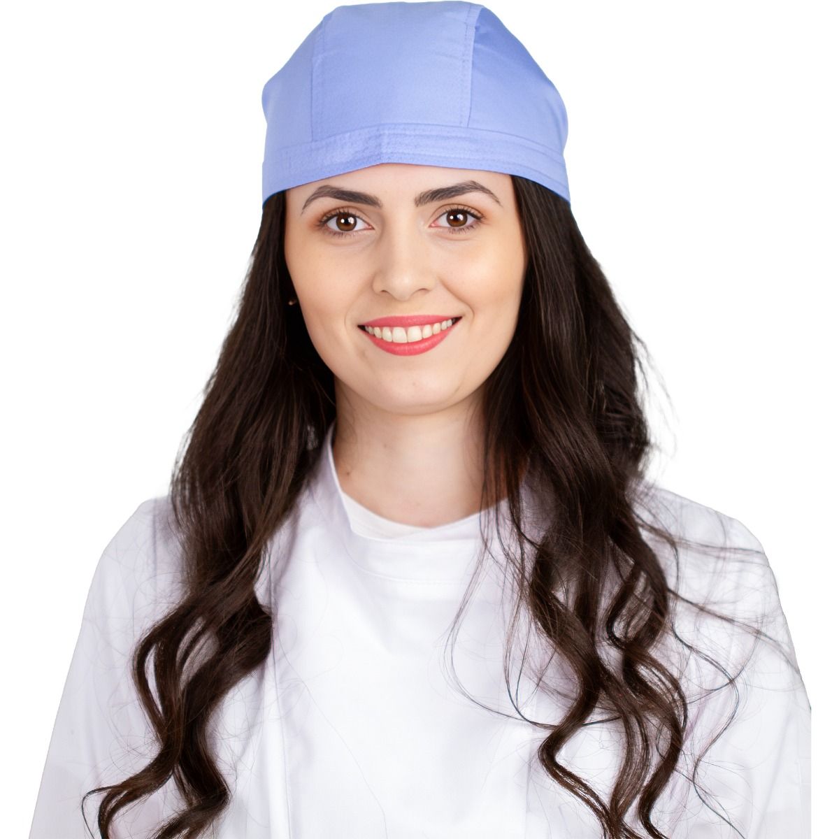 Bonetă medicală modernă, cu legături, tercot 170 g/m², bleu