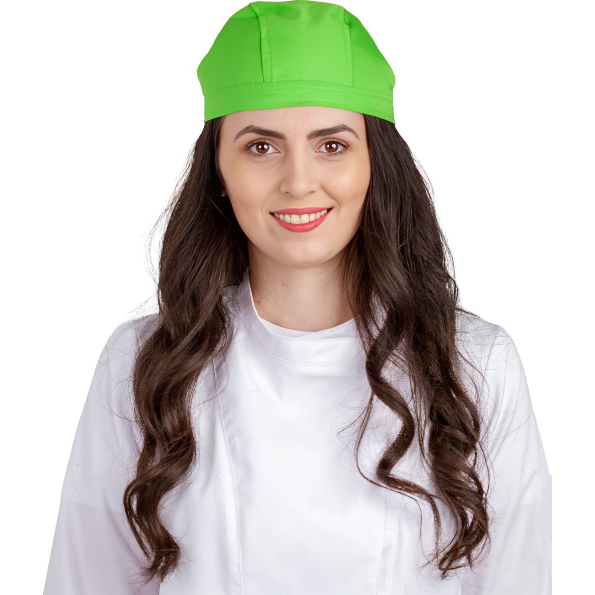 Bonetă medicală modernă, cu legături, tercot 170 g/m², verde absint