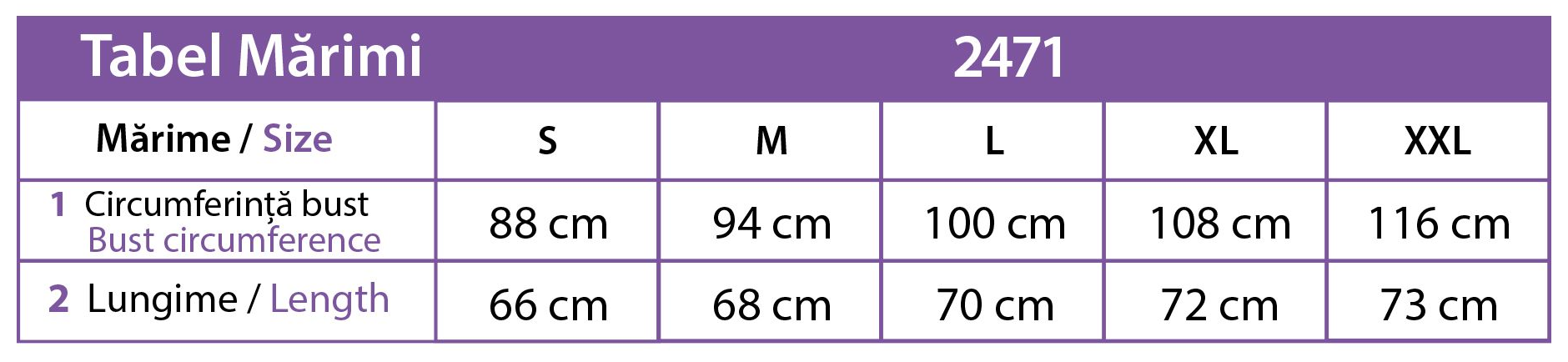 Tabel de mărimi Bluză bărbați, cu mânecă lungă, albă