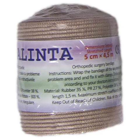 Bandaj Elastic Natur ALINTA 5cmx4.5m - Compresie usoara, cu cleme metalice