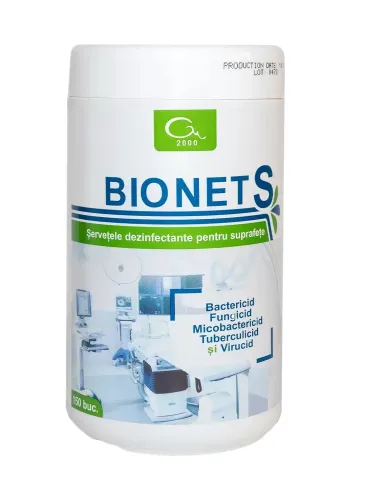 Șervețele dezinfectante pentru suprafețe Bionet S, cutie cu 150 bucăți