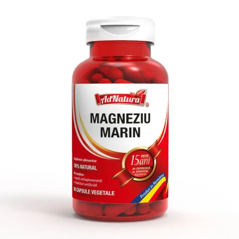 Magneziu marin, pentru functionarea normala a sistemului nervos, Ad Natura, 60 capsule