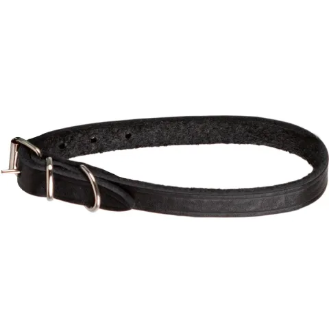 Zgarda din piele naturala pentru caini mici 24-30 cm, neagra, reglabila, 15 mm latime, Tuscany