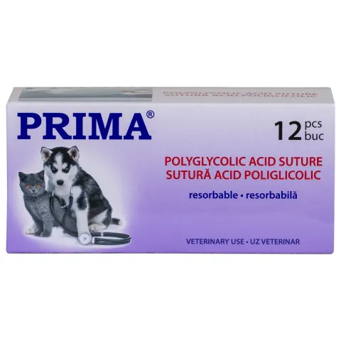 Sutura chirurgicala acid poliglicolic PRIMA 75cm ac Tapercut 1/2 30mm USP 2, uz veterinar, 12 bucati
