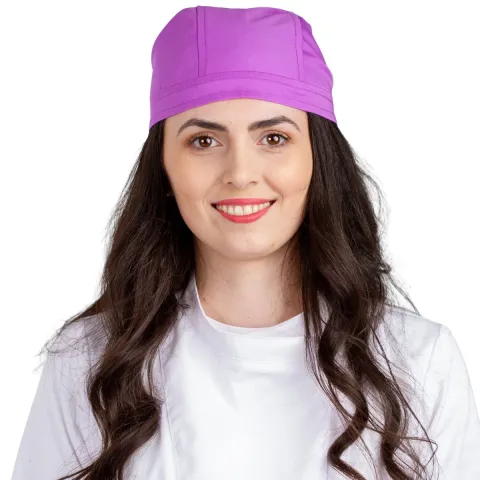 Bonetă medicală modernă, cu legături, tercot 170 g/m², lila