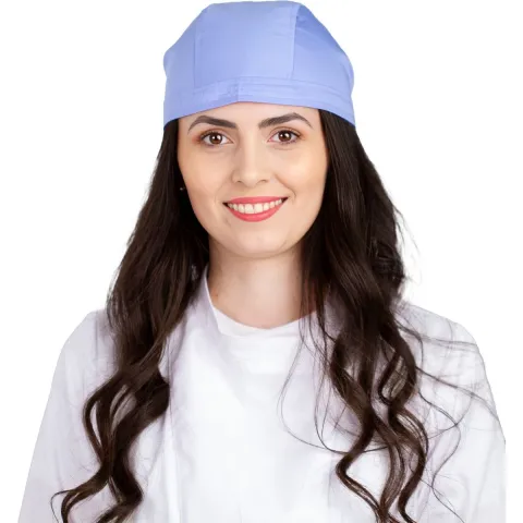 Bonetă medicală modernă, cu legături, tercot 170 g/m², bleu