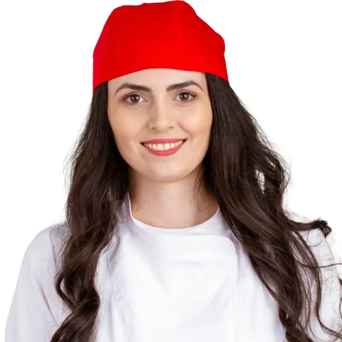 Bonetă medicală modernă, cu legături, tercot 140 g/m², roșie