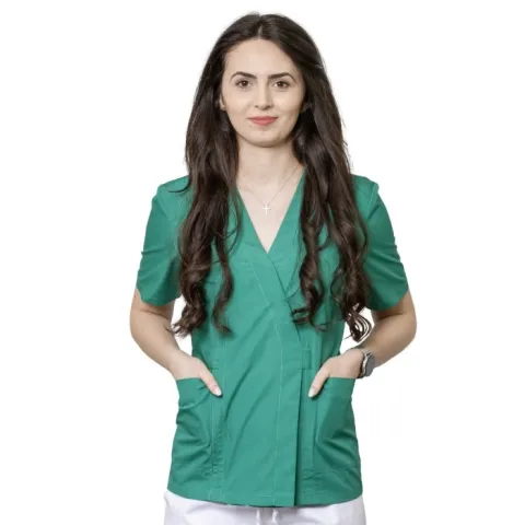 Bluză damă KIRA Clasic tip kimono verde închis