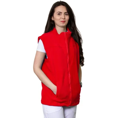 Vestă polar medicală VIO, unisex, roșu-corai