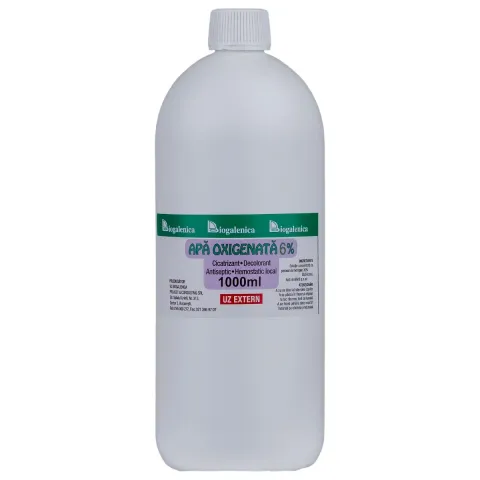 Apa oxigenata (peroxid de hidrogen) 6% 1000 ml, antiseptic, cicatrizant, hemostatic, decolorant