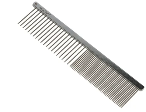 Pieptene metalic profesional AESCULAP pentru caini si pisici, otel inoxidabil, 190x40 mm